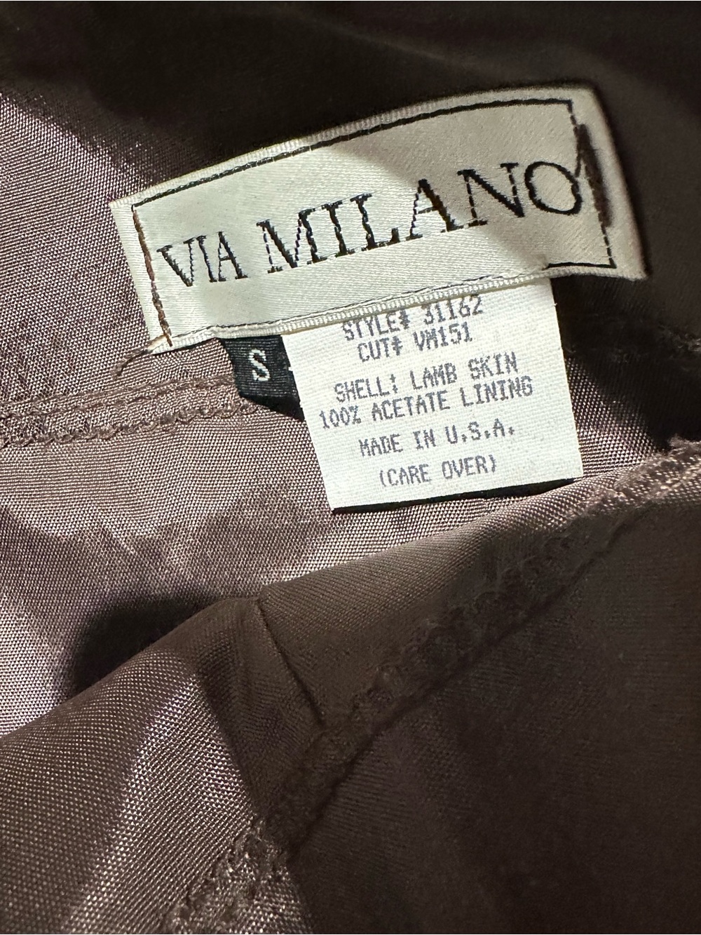 Vintage Via Milano Genuine Lambskin Leather Mini Skirt | Chocolate Brown | - Picture 4 of 4